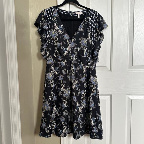 Rebecca Taylor Silk Black Paisley Ruffle Flutter Sleeve‎ Dress 10 - Picture 3 of 9